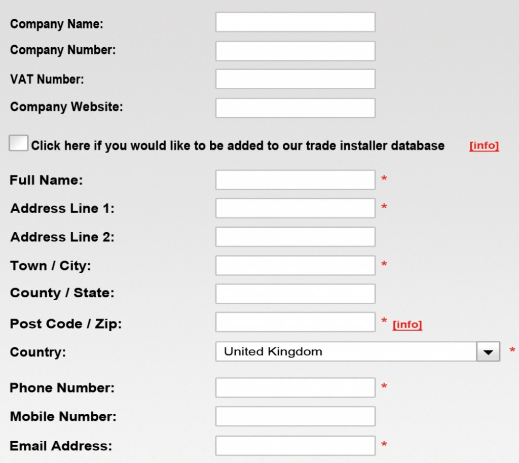 Trade Sign-up Form